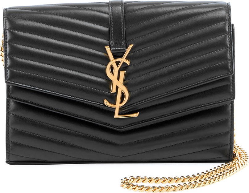 Saint Laurent Sulpice Double Flap Crossbody Wallet on a Chain