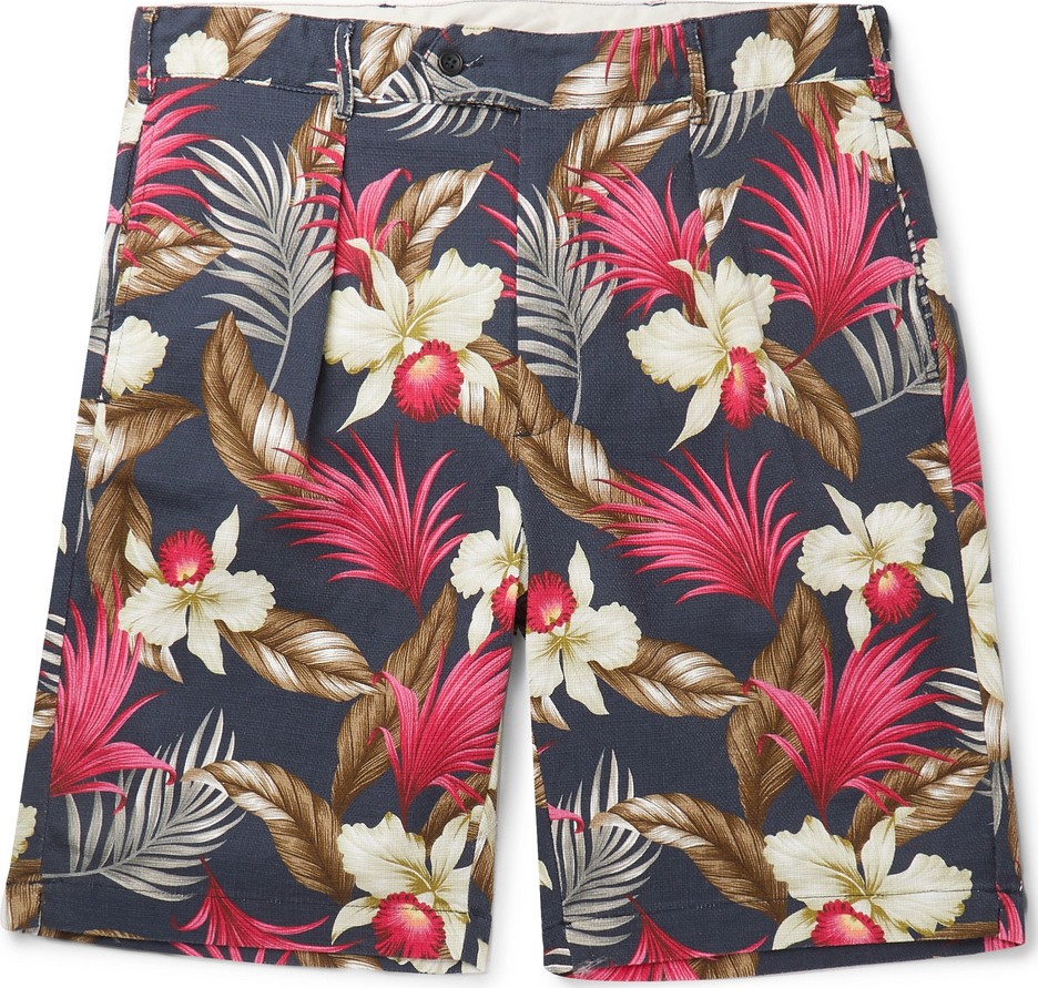 Engineered Garments Printed Basketweave Cotton Shorts