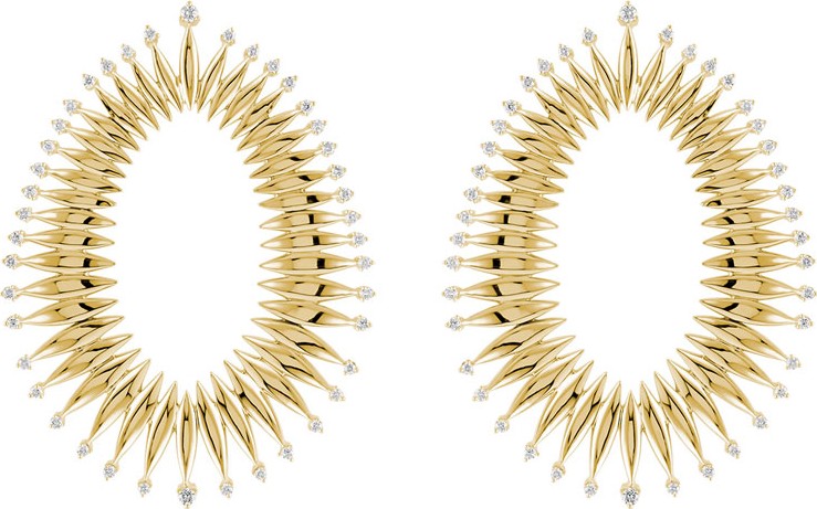 Hueb Tribal 18k Gold Diamond Open Marquise Earrings