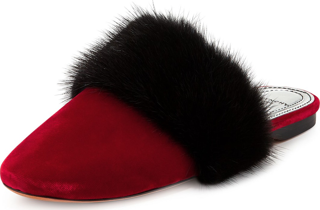 Givenchy Bedford Velvet Mule with Fur Strap