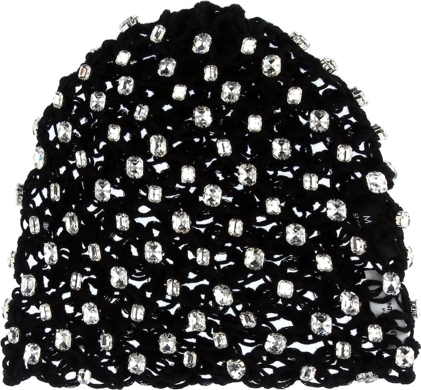 Saint Laurent Crystal-encrusted cotton beanie
