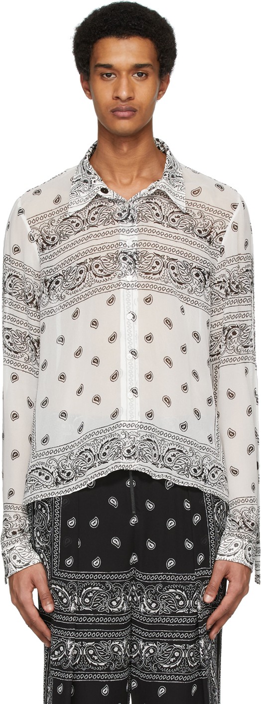 Dion Lee White & Black Paisley Shirt