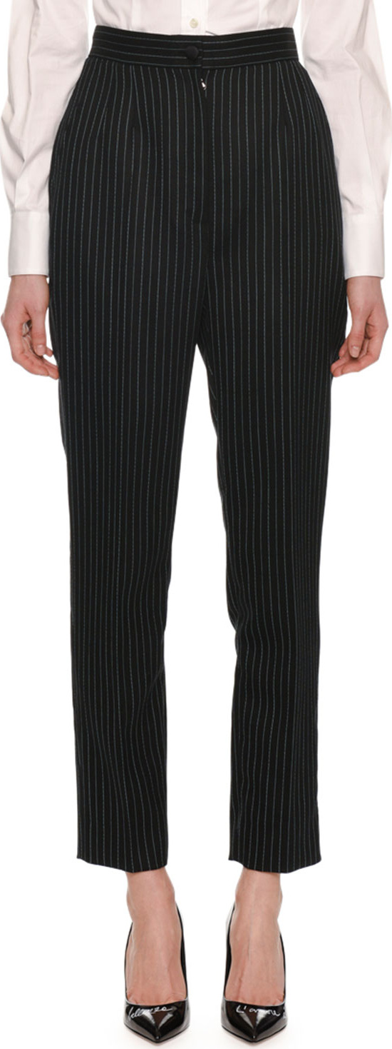 Dolce & Gabbana High-Waist Straight-Leg Pinstripe Pants