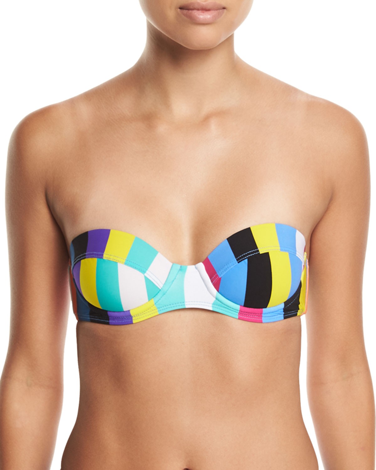 DIANE von FURSTENBERG Printed Constructed Bandeau Swim Top