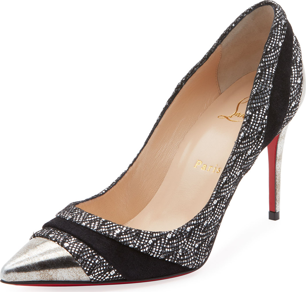 Christian Louboutin Eklectica Metallic Mixed-Media Red Sole Pumps