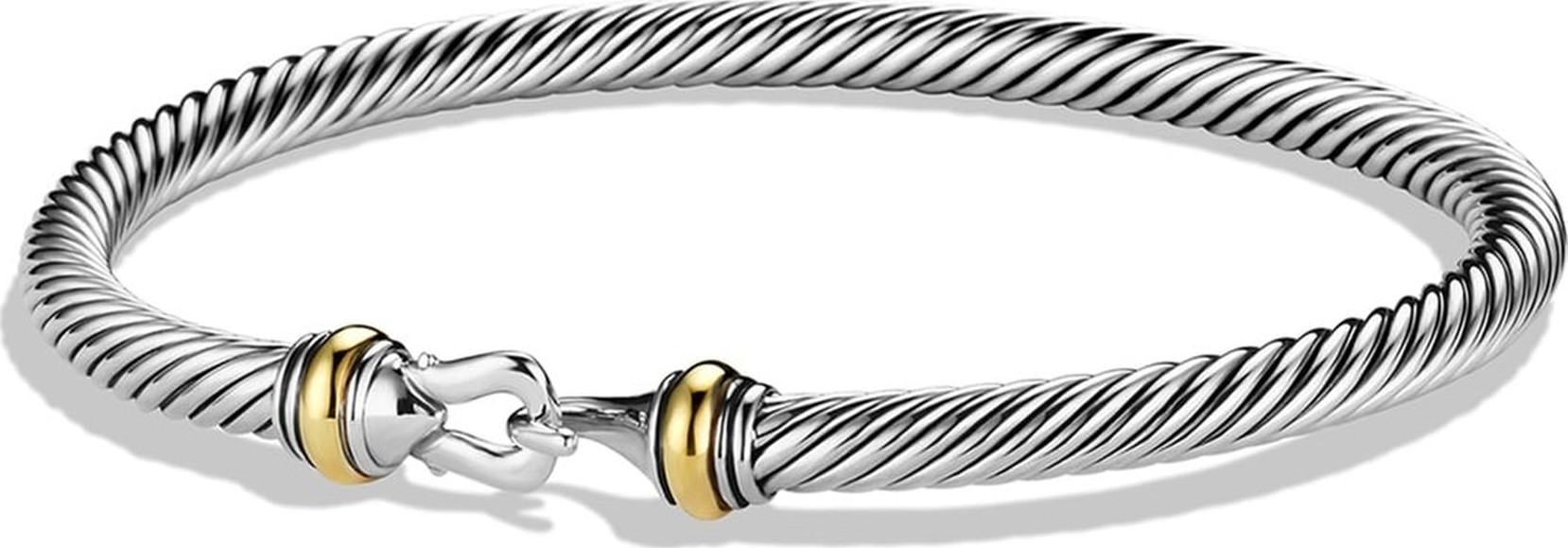 David Yurman Cable Buckle Bracelet with Gold, 4mm