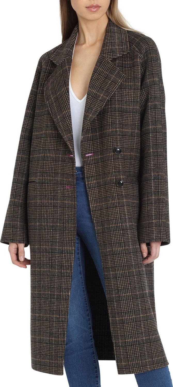 Avec Les Filles Plaid Double-Face Wool Coat