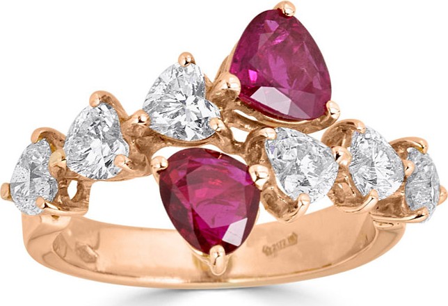 ZYDO Unique 18k Rose Gold, Diamond & Ruby Ring