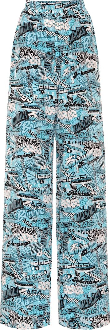 Balenciaga High-rise logo silk pants