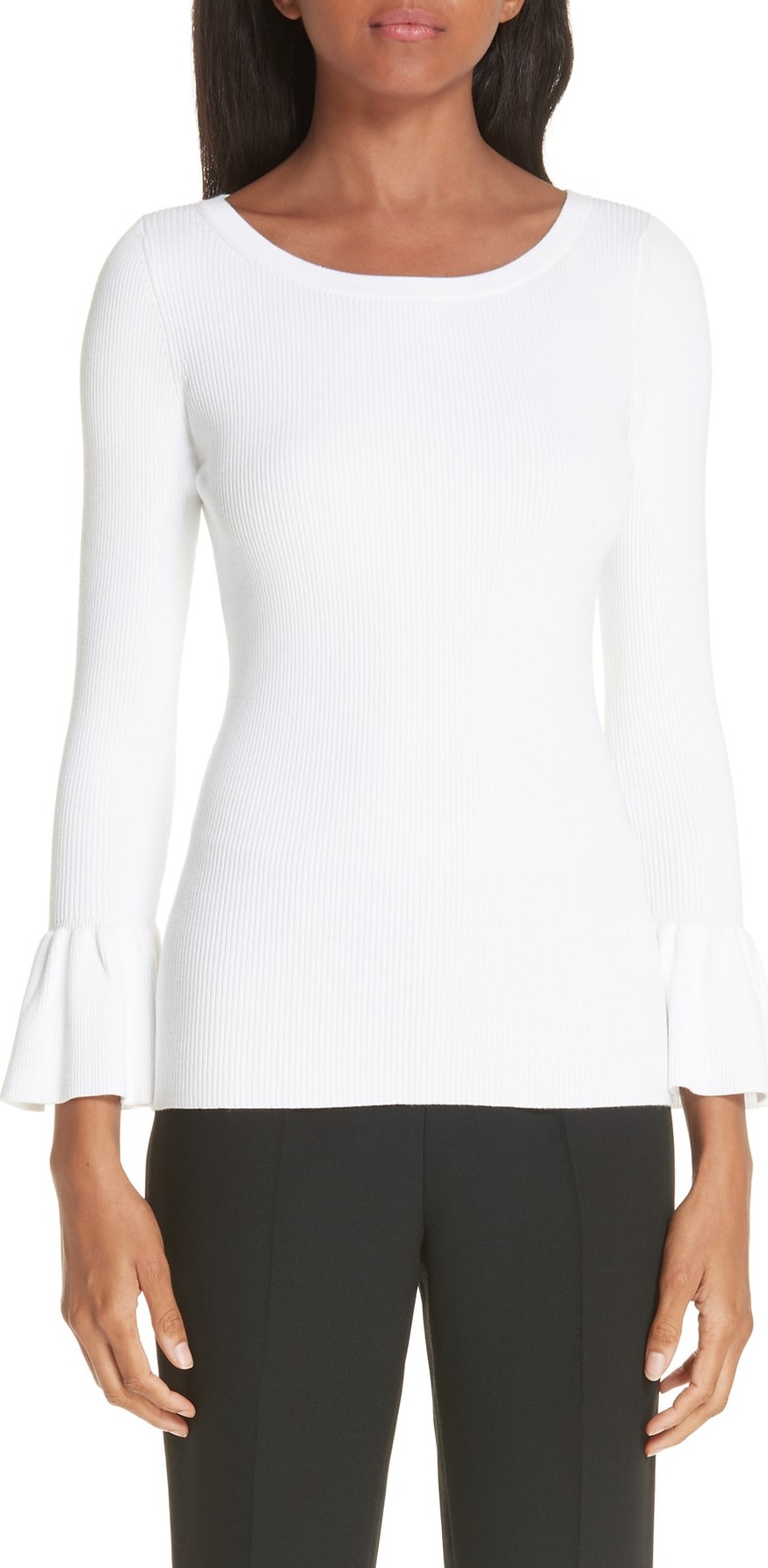 Michael Kors Ruffle Cuff Ribbed Sweater