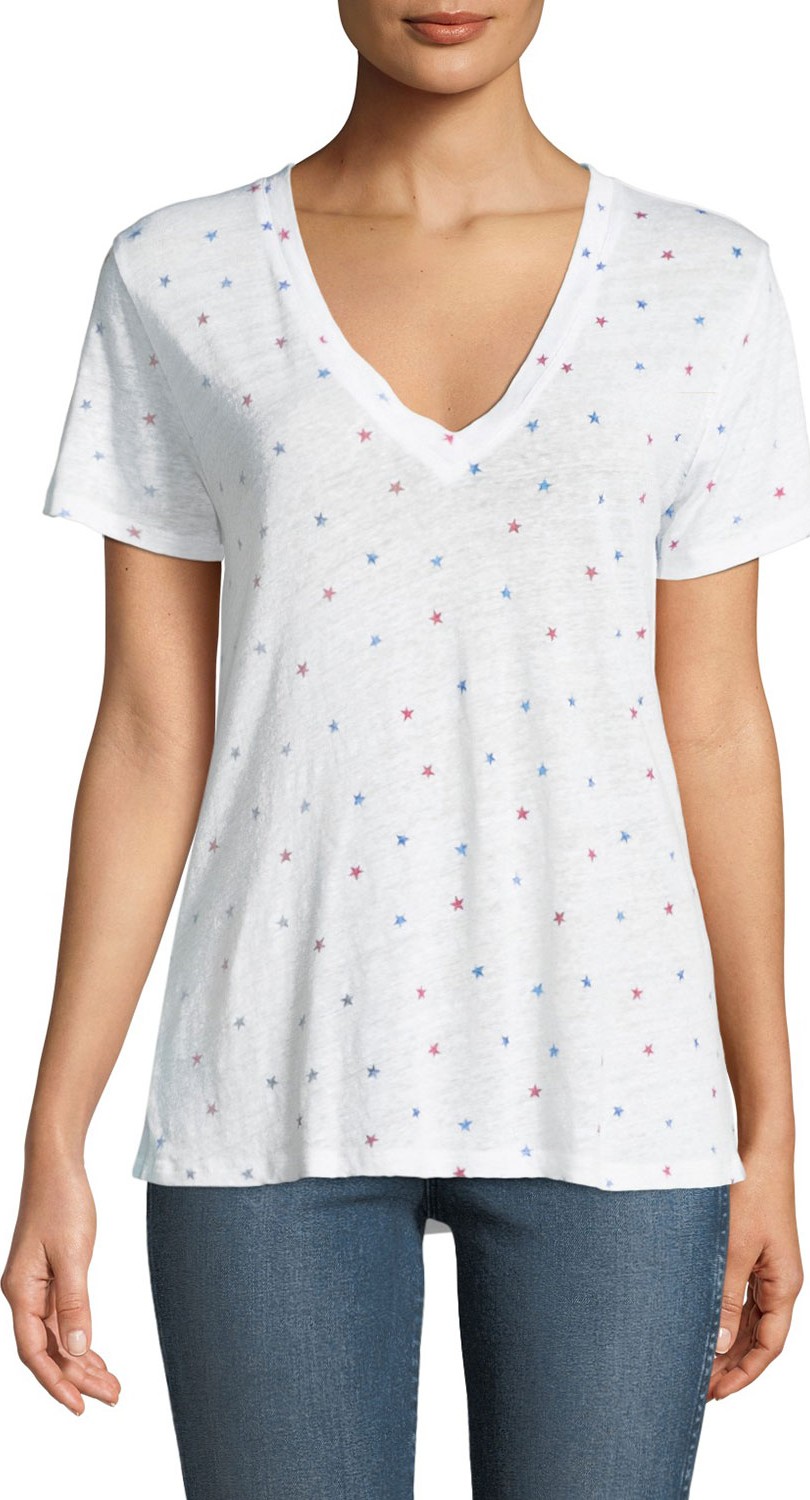 RAILS Cara Star-Print V-Neck Tee