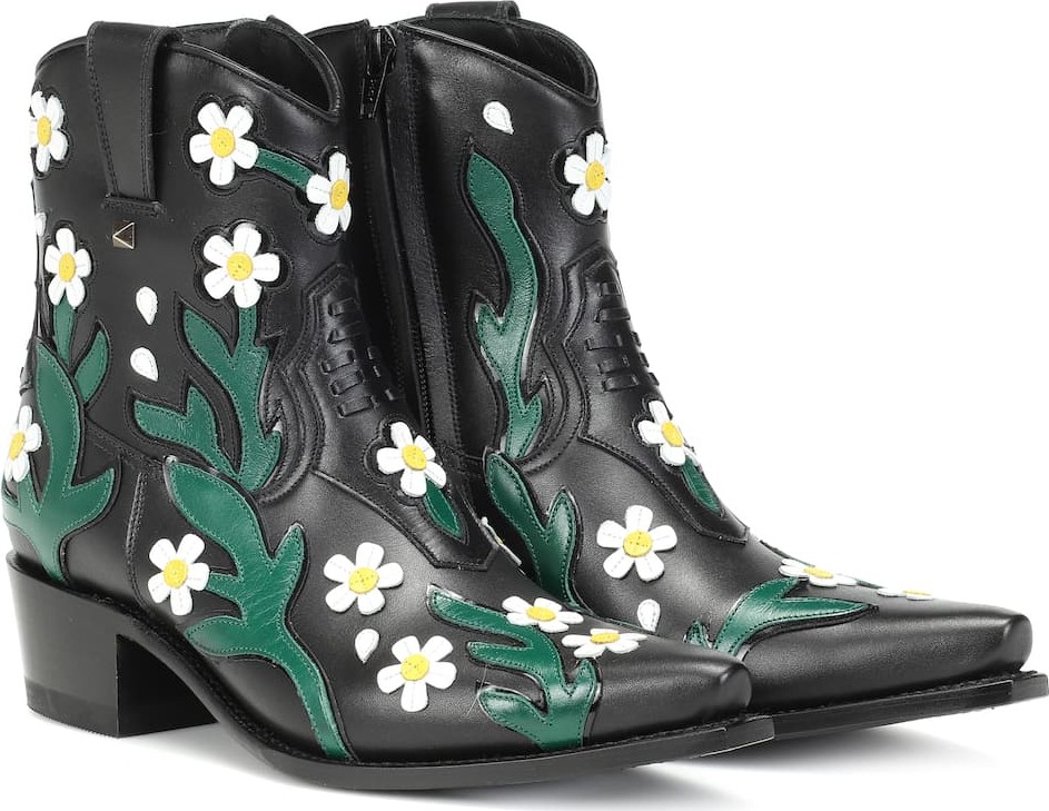 Valentino Valentino Garavani Ranch Flowers 40 leather ankle boots