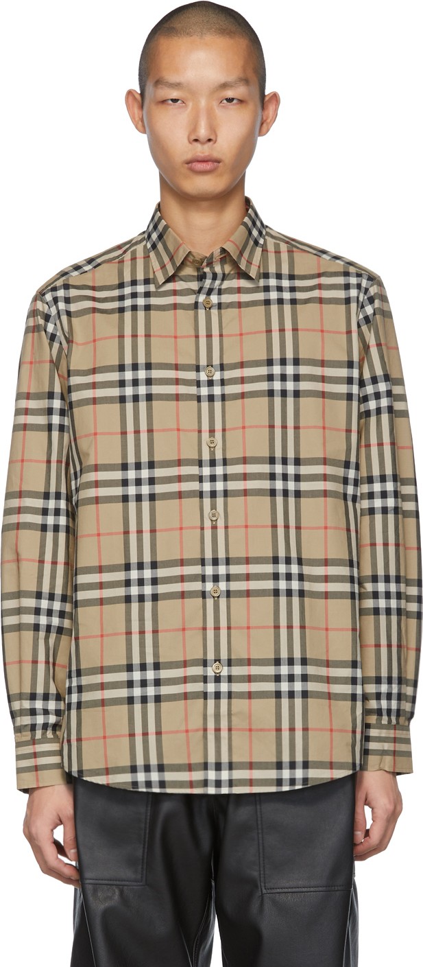 Burberry London England Beige Check Caxton Shirt