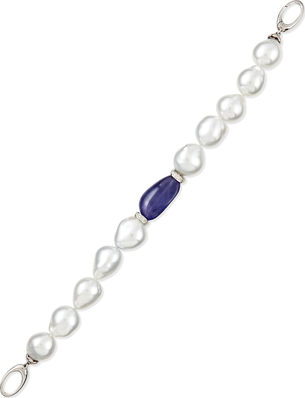 Belpearl Aura Blue Tanzanite, Diamond & South Sea Pearl Bracelet
