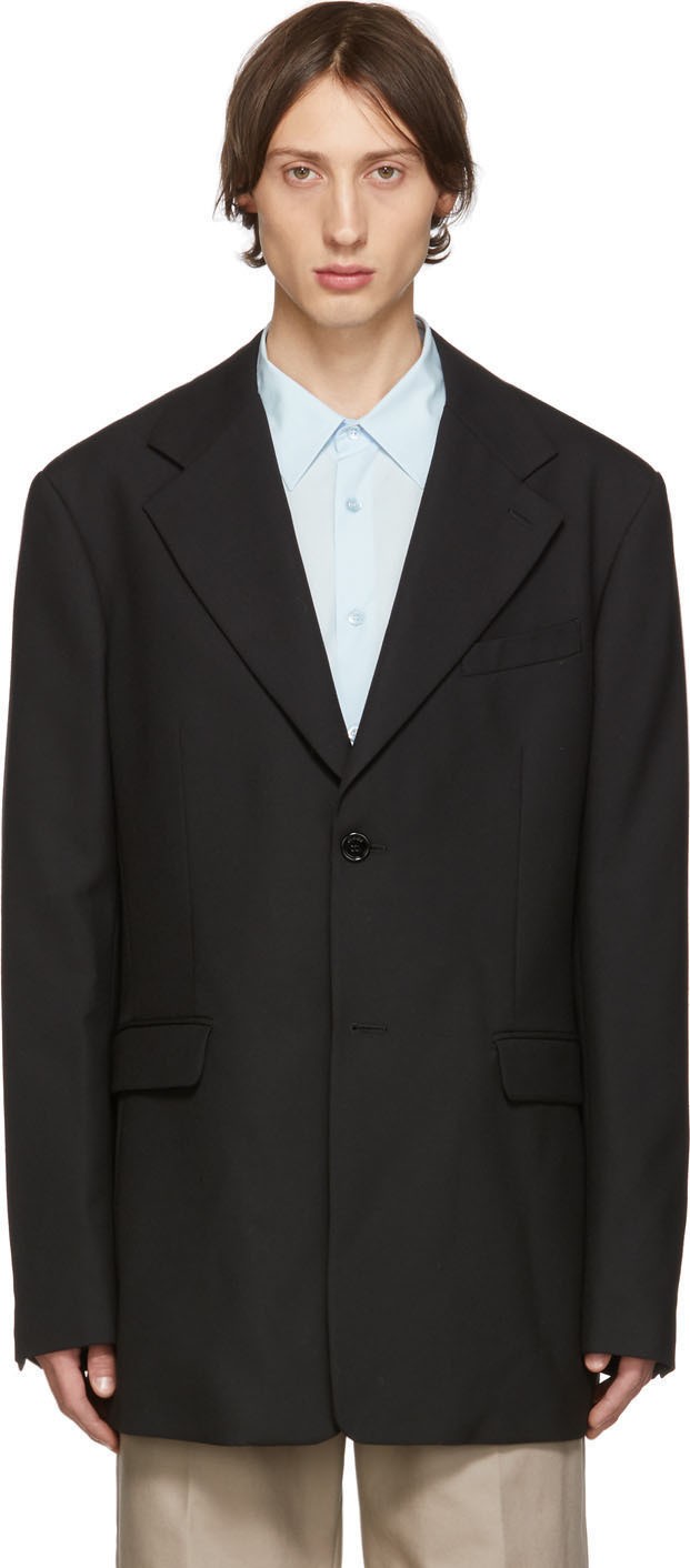 Raf Simons Black Single-Breasted Fitted Blazer