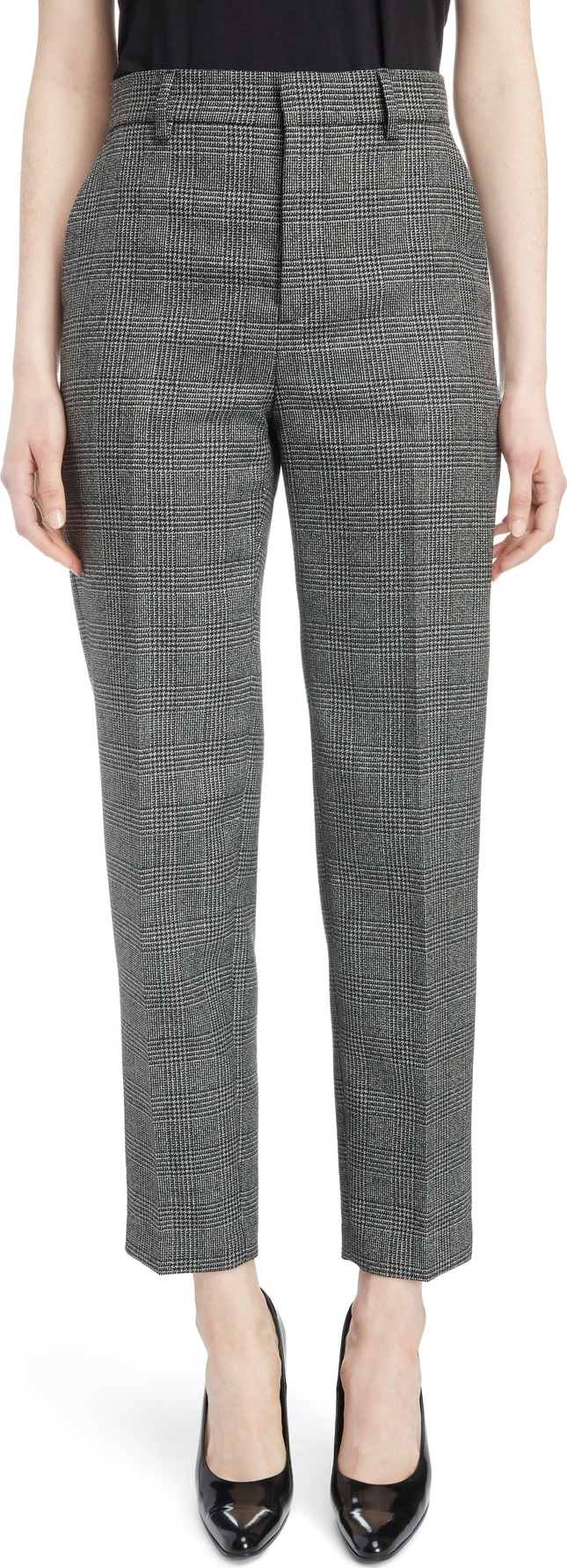 Balenciaga Prince of Wales Wool Carrot Trousers