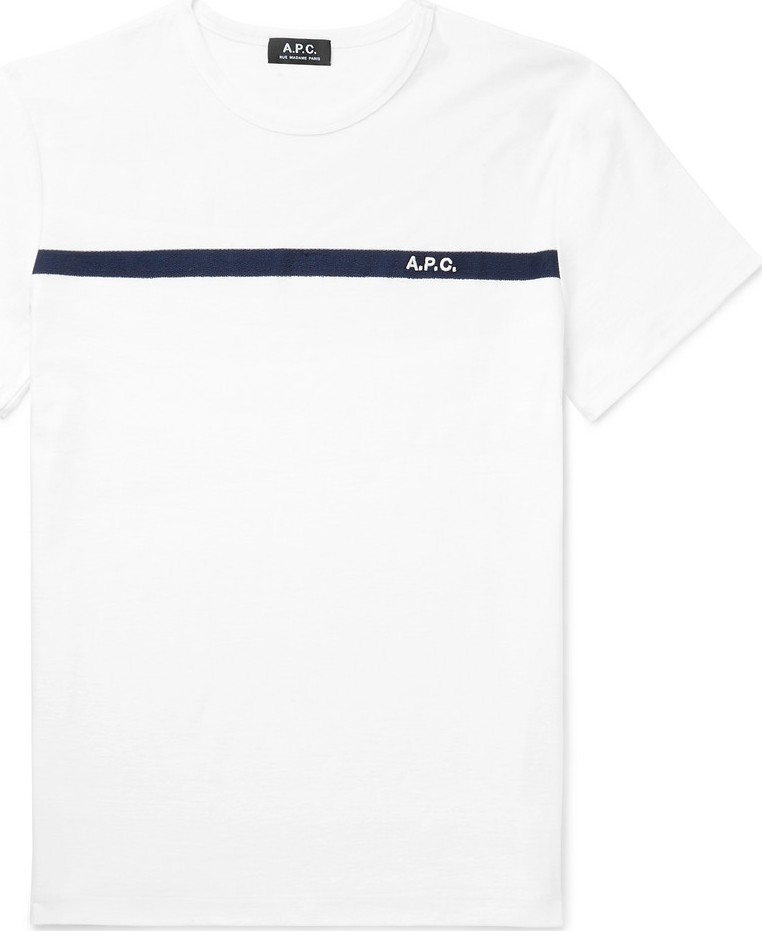 A.P.C. Yukata Embroidered Terry-Trimmed Cotton-Jersey T-Shirt