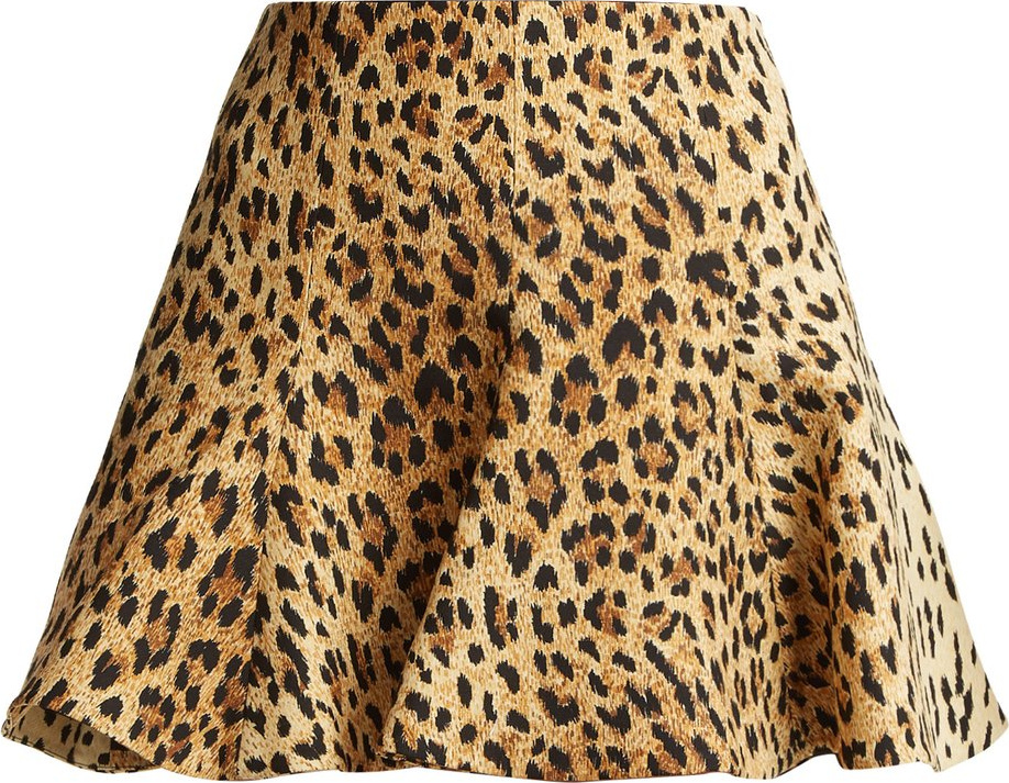 Valentino Flared leopard-print mini skirt