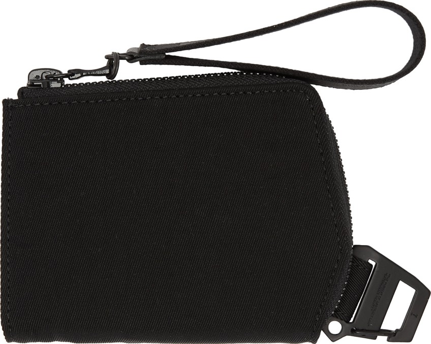 Julius Black Twill Zip-Up Wallet