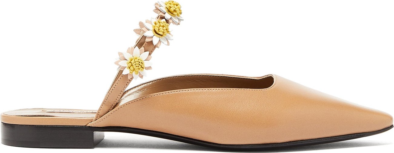Fabrizio Viti Bea daisy-appliqué leather backless loafers