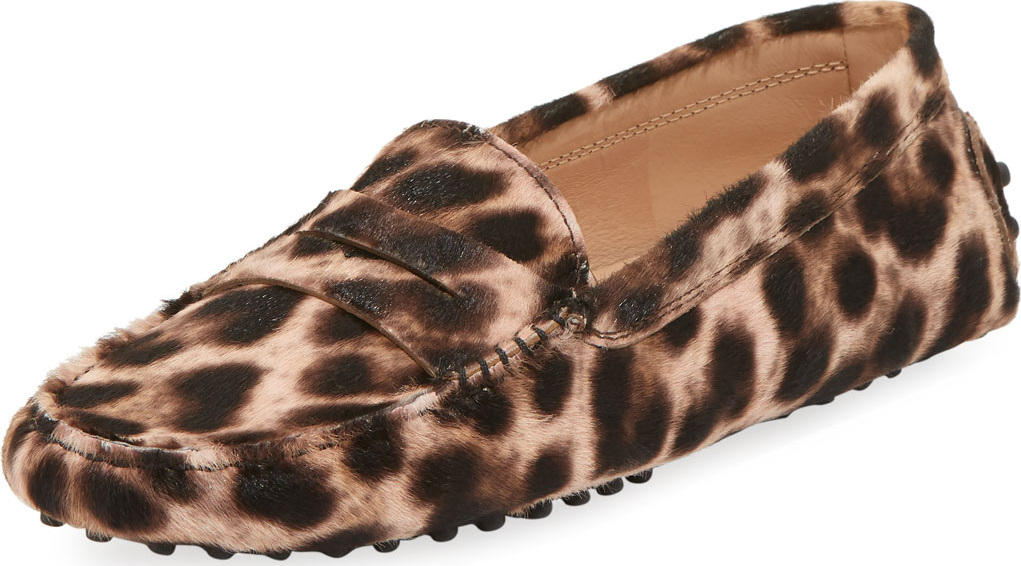 Tod's Leopard-Print Gommini Flat Penny Loafers