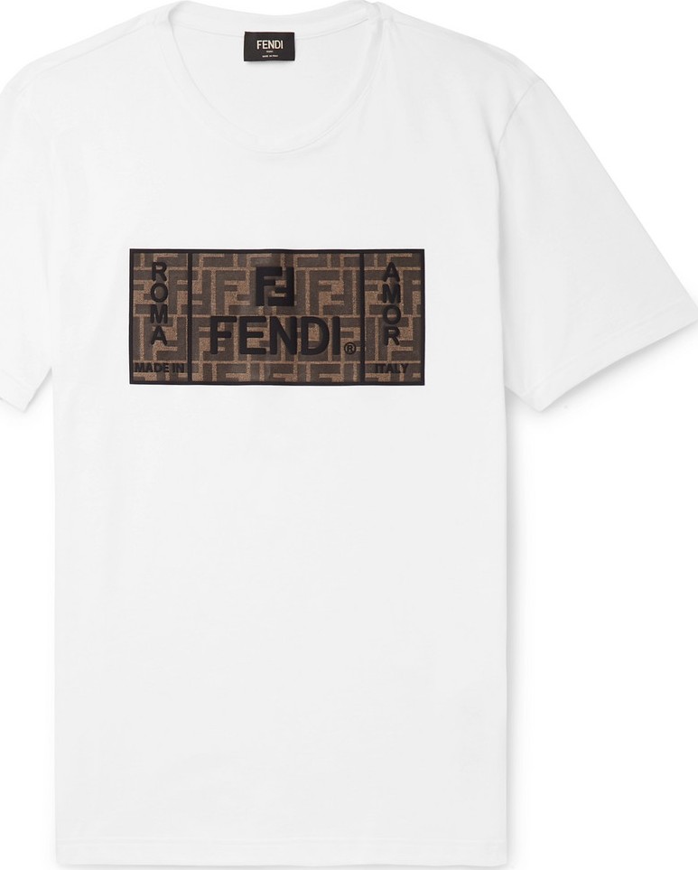Fendi Logo-Appliquéd Cotton-Jersey T-Shirt
