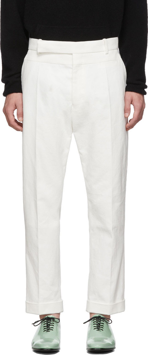 Haider Ackermann White Contrast Waistband Trousers