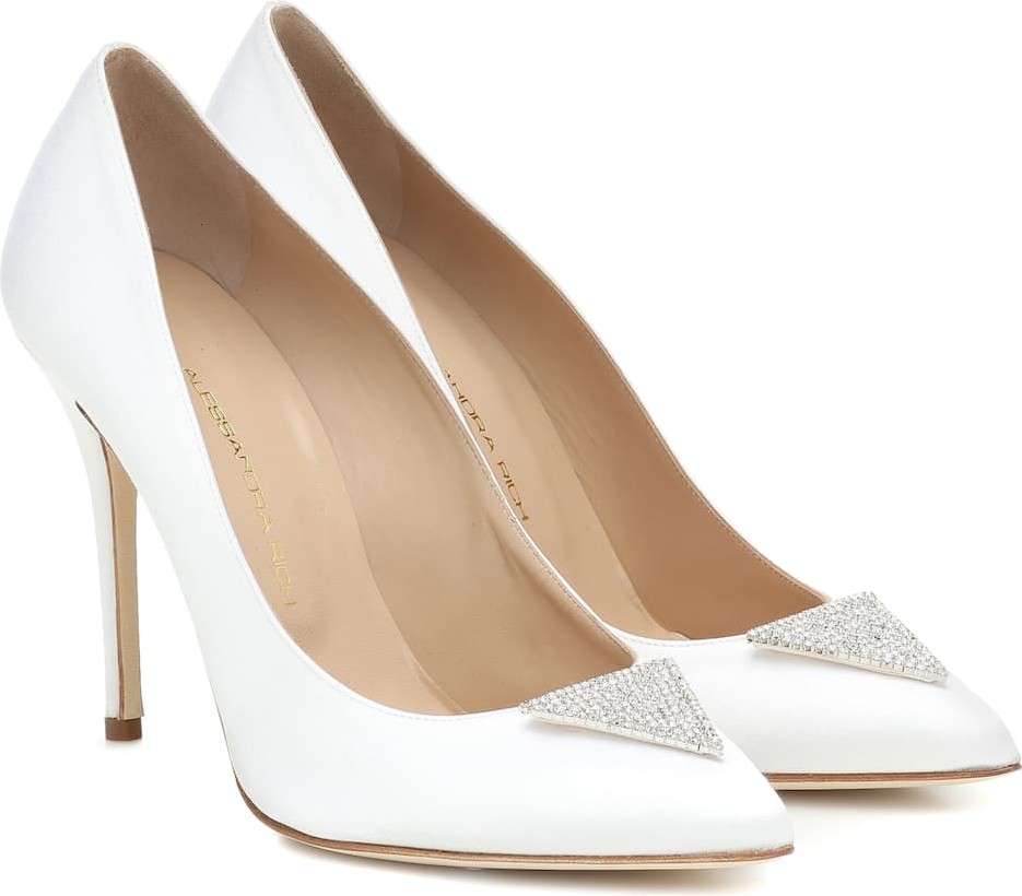 Alessandra Rich Embellished satin pumps