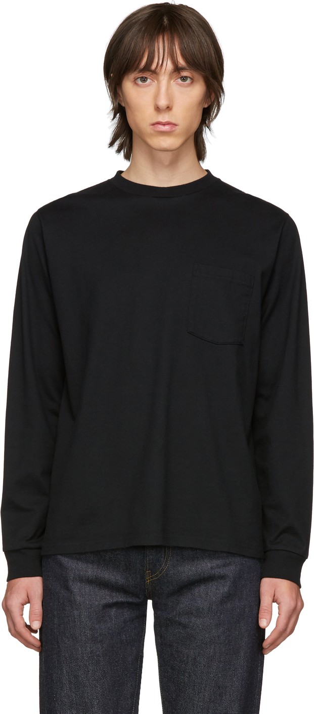 Beams Plus Black Pocket Long Sleeve T-Shirt