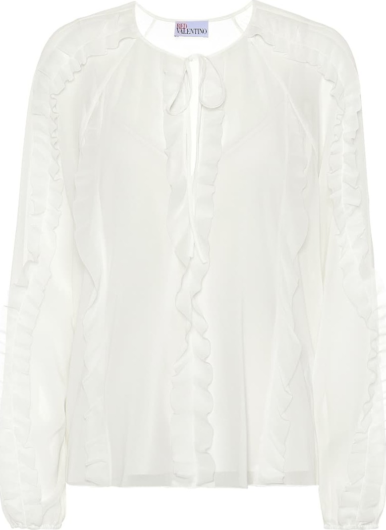 RED Valentino Ruffled silk-blend blouse