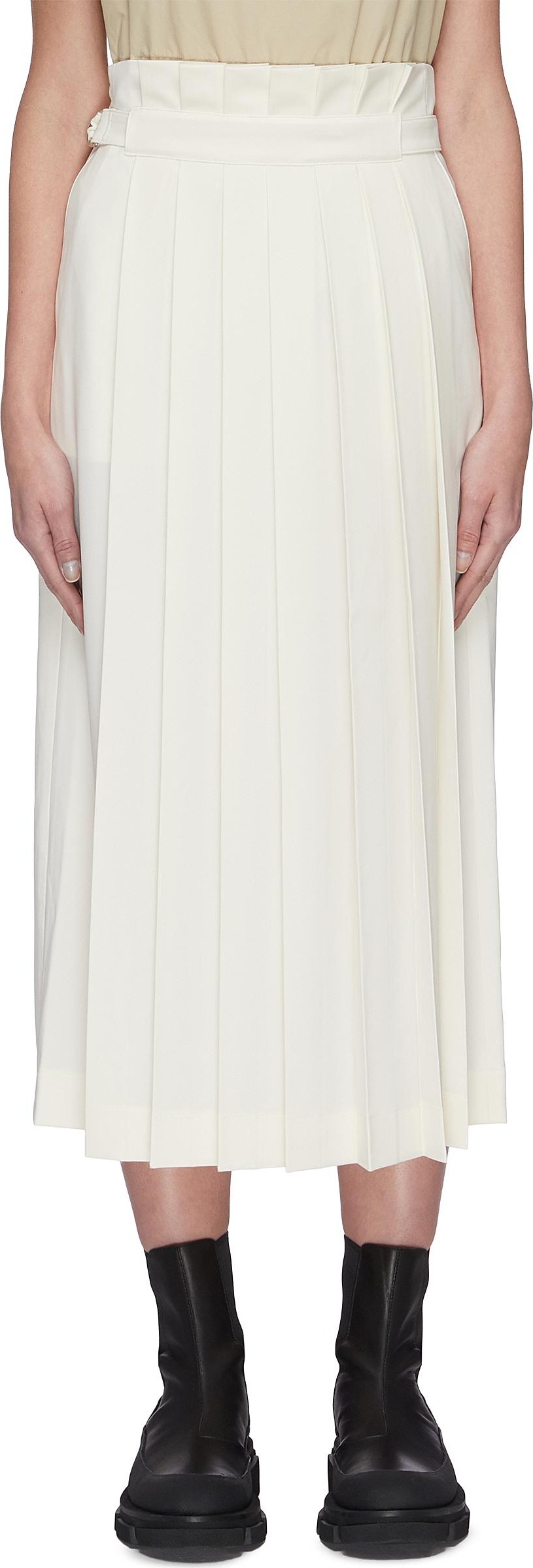 Sans Titre Belted pleated skirt