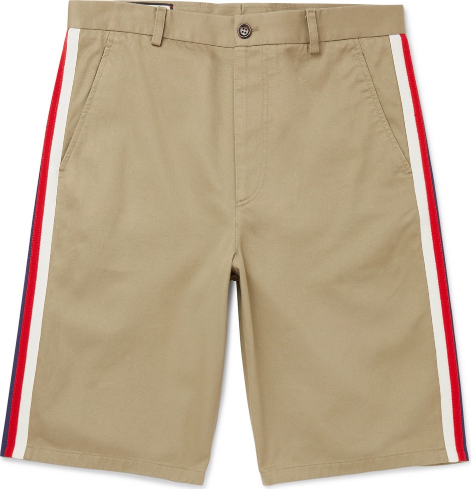 Gucci Webbing-Trimmed Cotton-Twill Bermuda Shorts