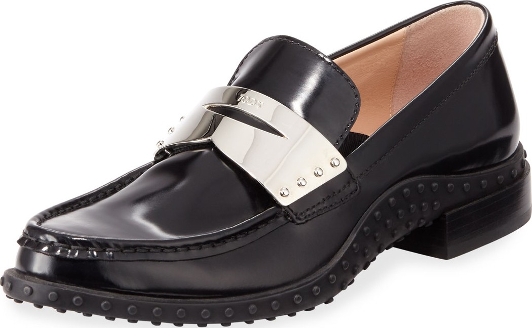 Tod's Patent Leather Metal Penny Loafer