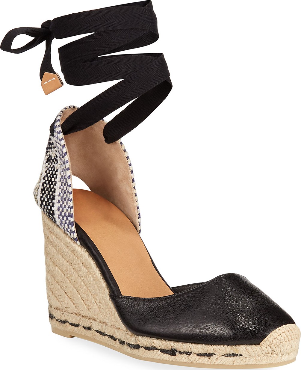 Castaner Leather Wedge Espadrille Pumps