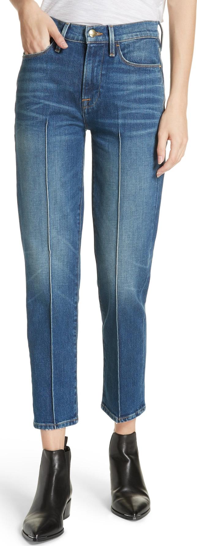 FRAME DENIM Le High Pintucked Straight Jeans