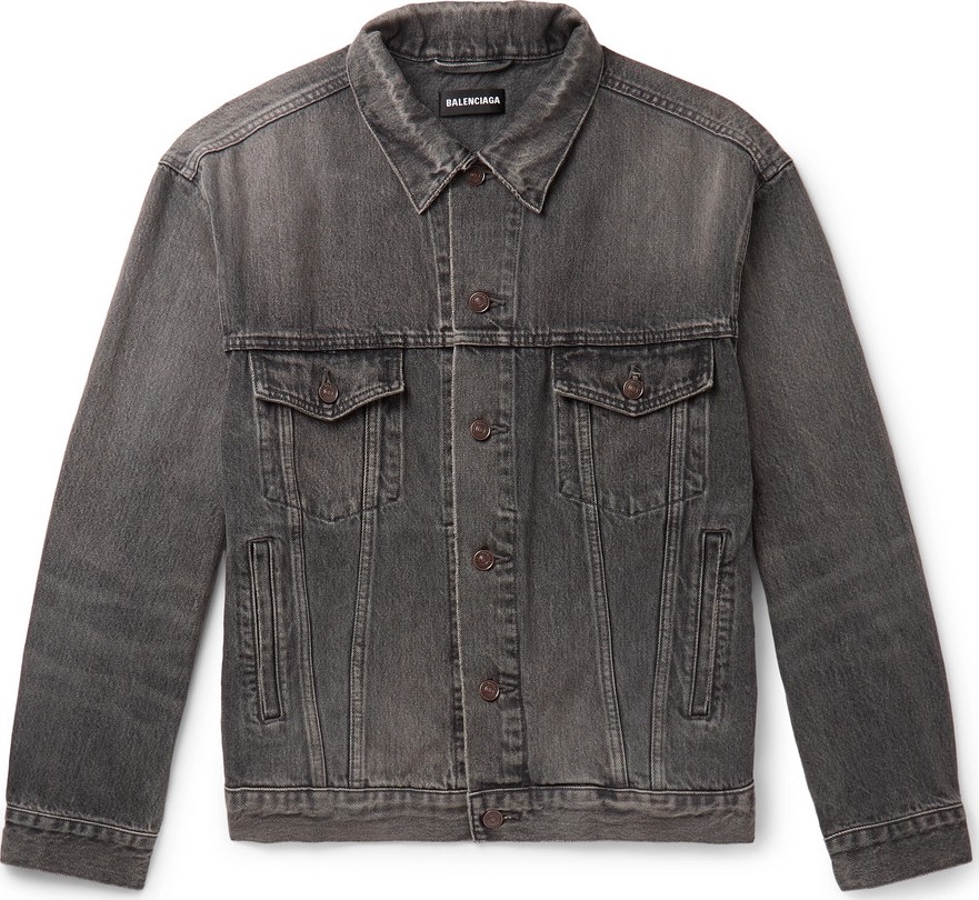 Balenciaga Logo-Print Organic Denim Jacket