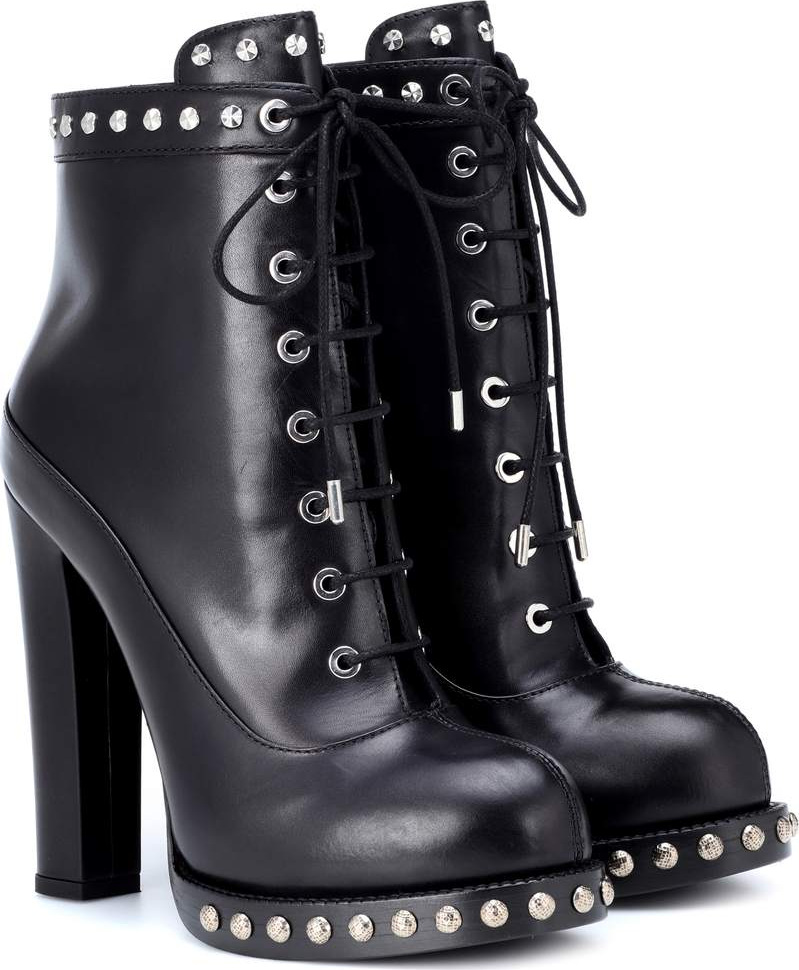 Alexander McQueen Embellished leather ankle boots