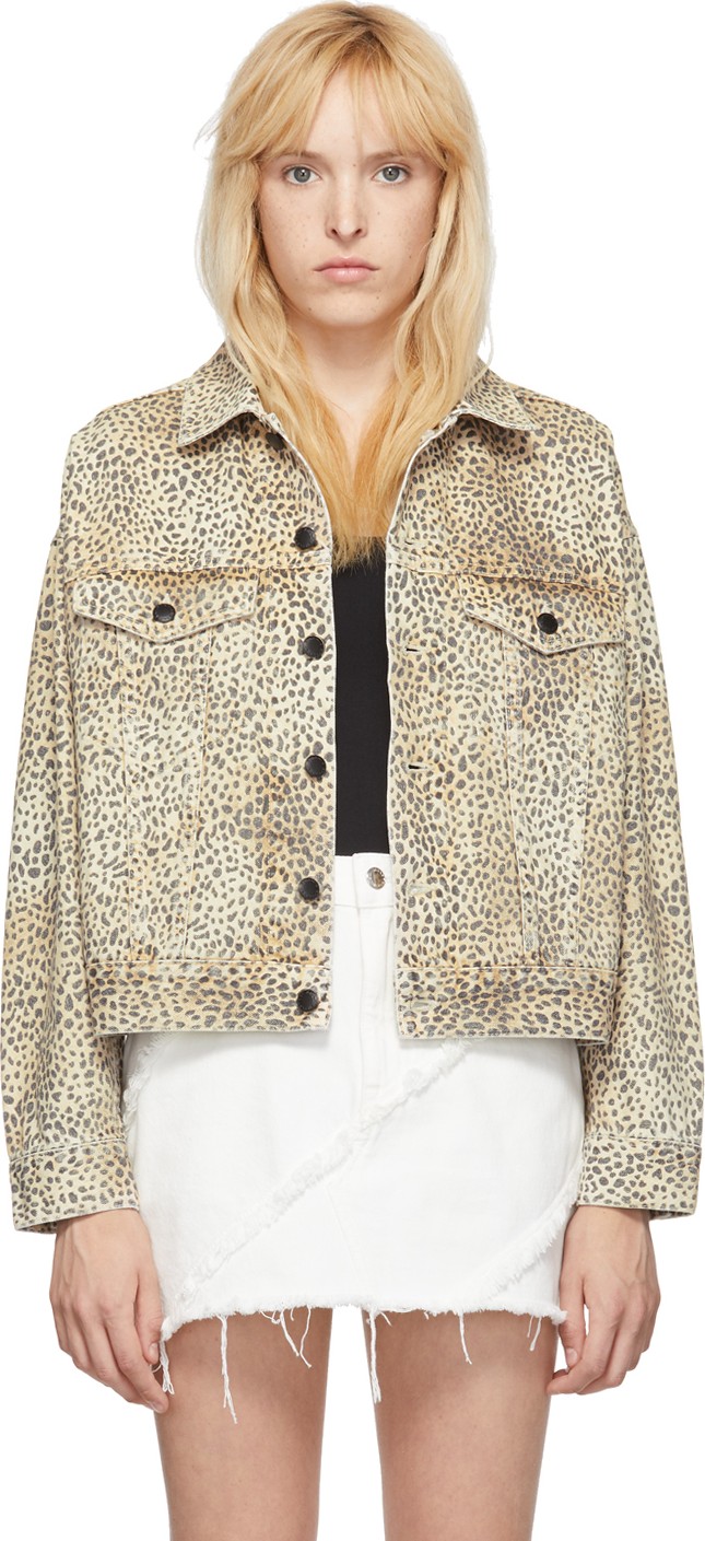 Alexander Wang Tan Cheetah Denim Game Jacket