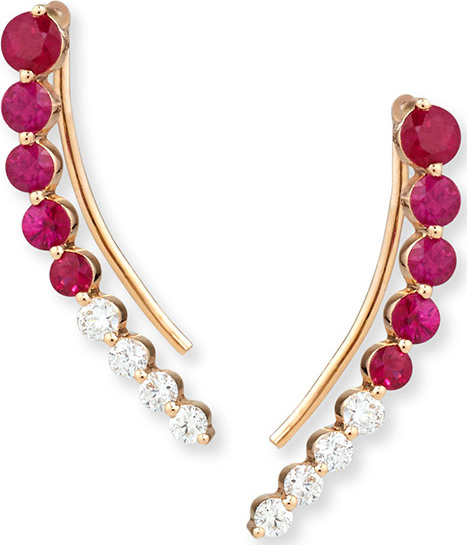 Anita Ko Graduated Floating Diamond and Ruby Single Earring