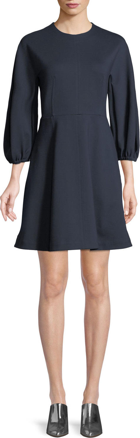 Tibi Bond Stretch Sculpted Button-Back Mini Dress