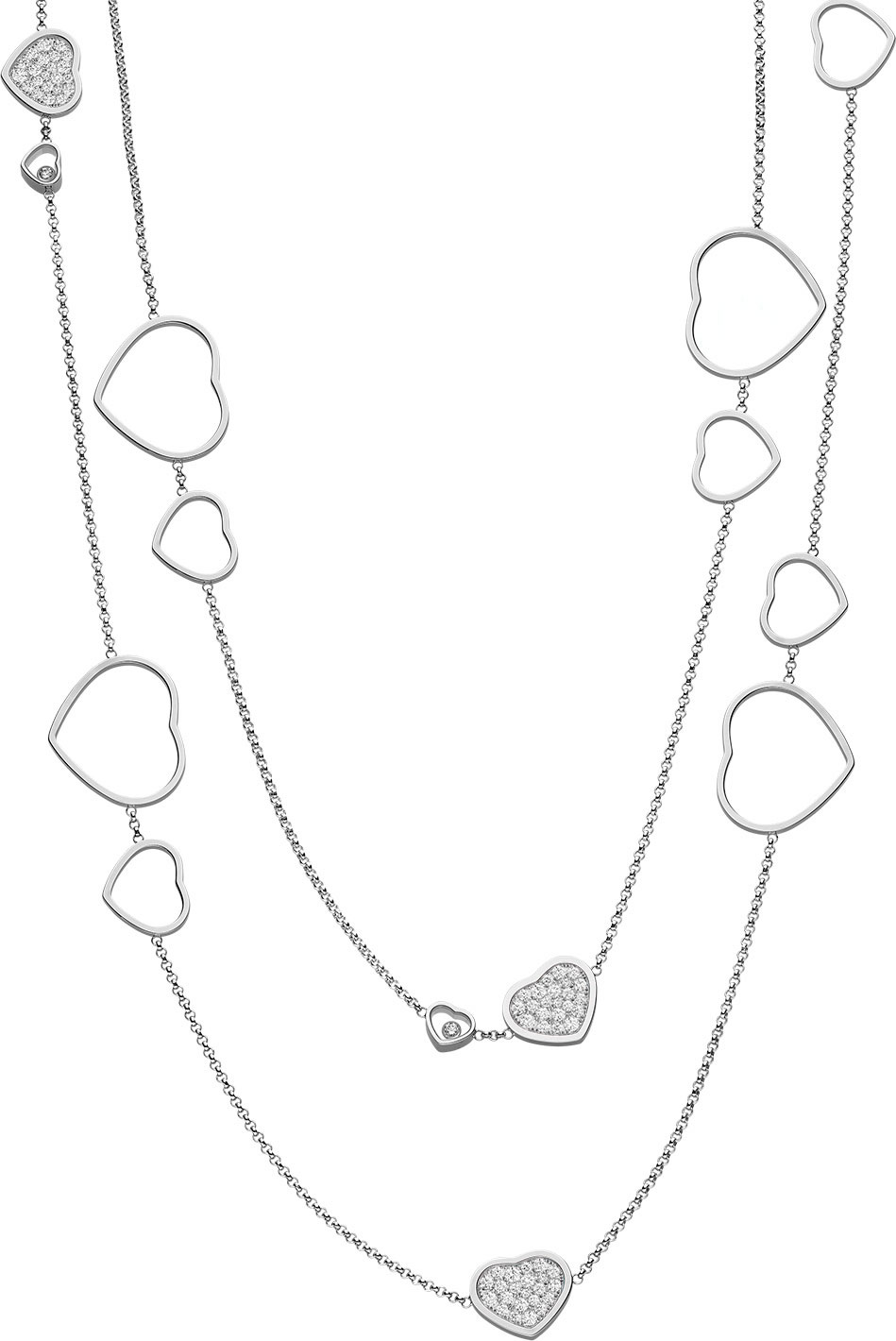 Chopard Happy Hearts 18k White Gold Diamond Long Station Necklace