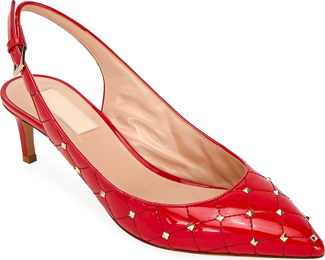 Valentino Rockstud Spike Patent Slingback Pumps