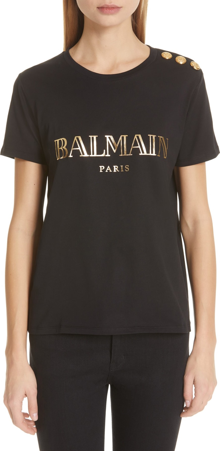 Balmain Metallic Logo Tee