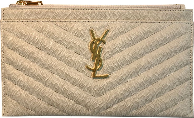 Saint Laurent Monogram YSL Matte Quilted Bill Pouch Wallet