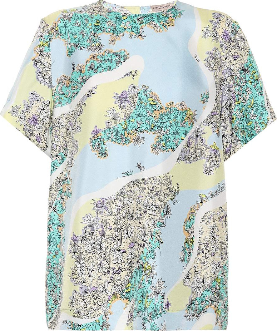 Emilio Pucci Floral-printed silk T-shirt