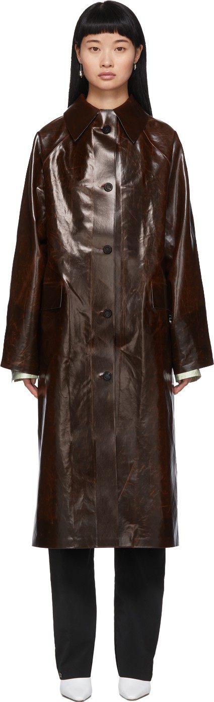 KASSL Brown Coated Skai Trench Coat