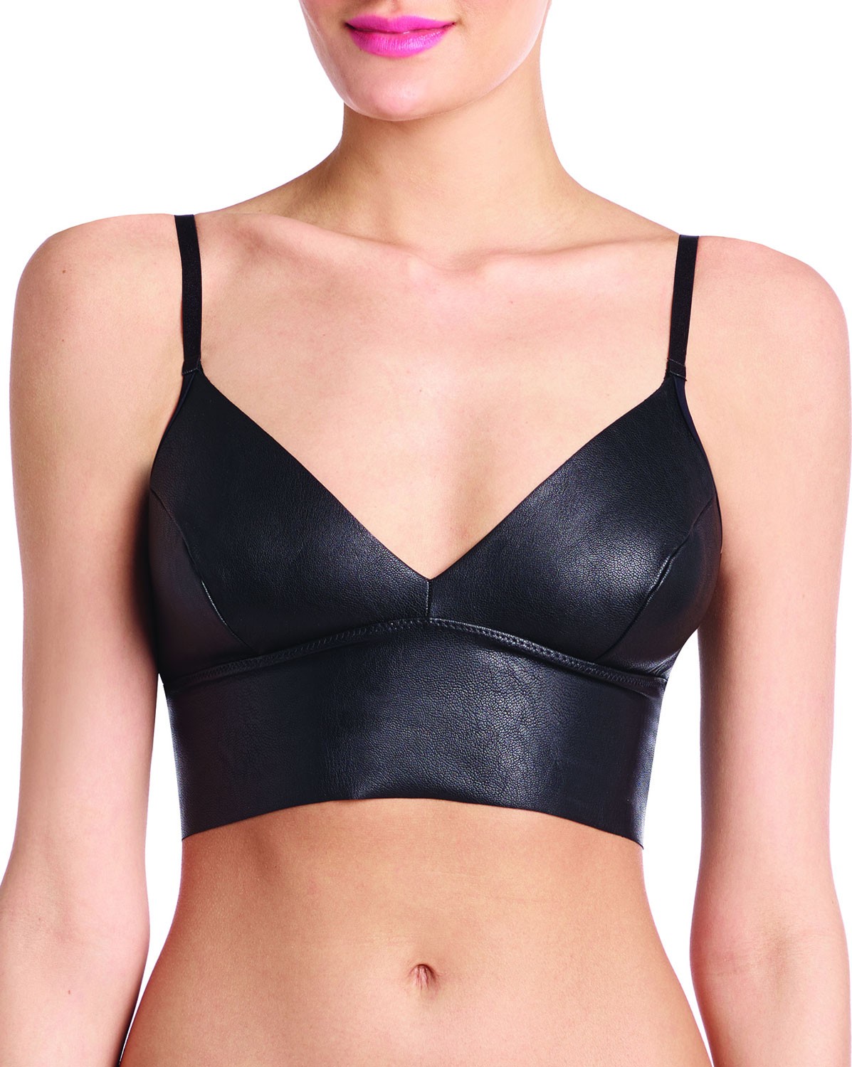 Commando Faux-Leather Long-Line Bralette
