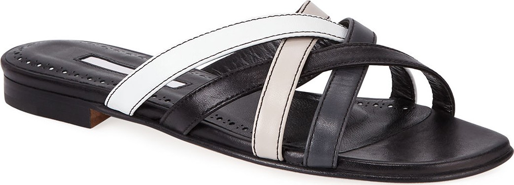 Manolo Blahnik Fetiz Strappy Flat Slide Sandals