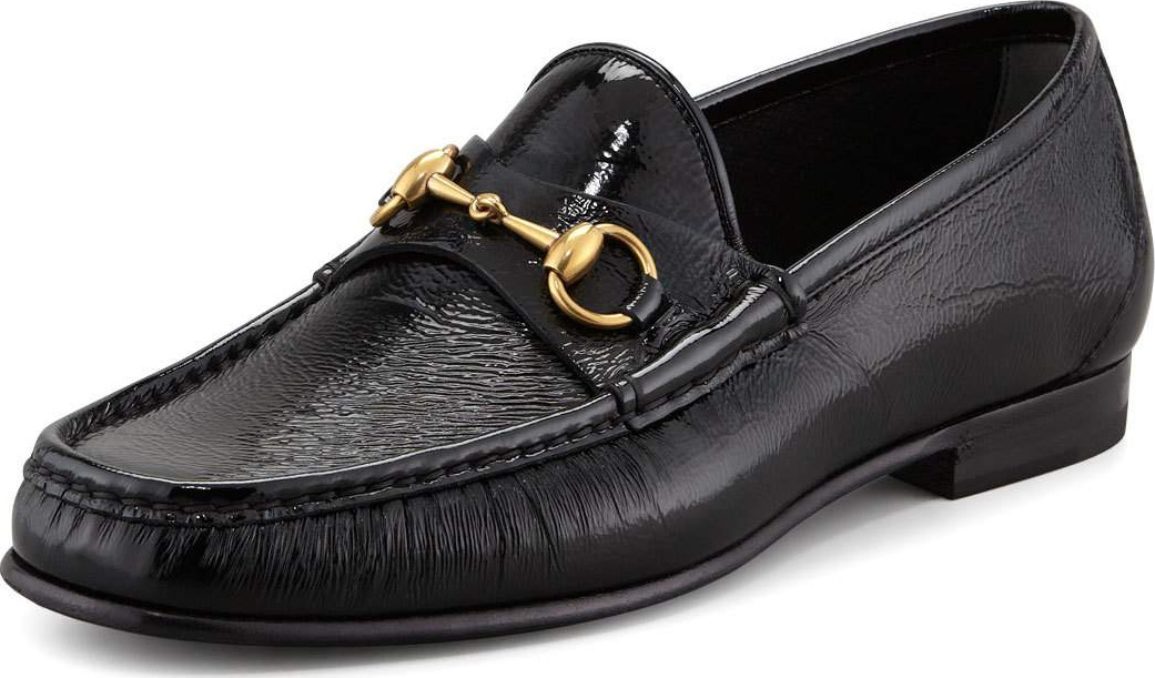 Gucci Patent Horsebit Loafer, Black