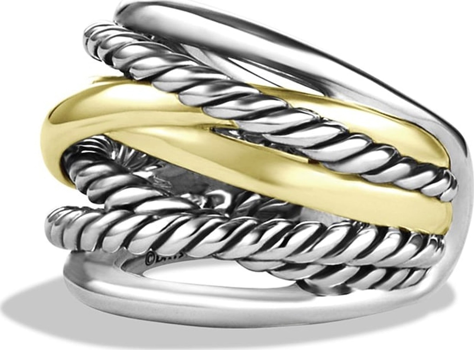 David Yurman 'Crossover' Wide Ring with Gold